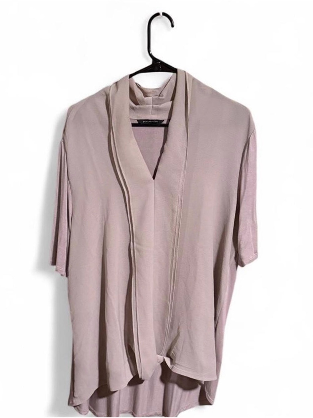 H by Halston Gray V-Neck Draped Women's Top